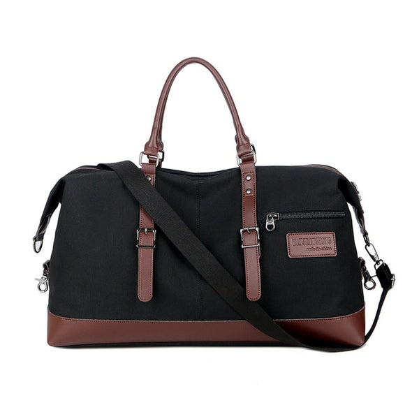 Canvas Leather Men Travel Bags Carry on Luggage Bags Men Duffel Bags Handbag Travel Tote Large Weekend Overnight Waterproof 1468