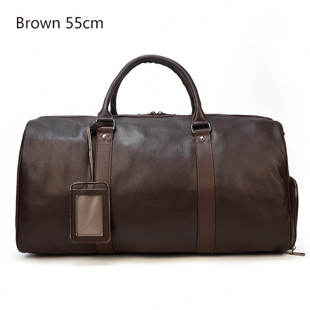 MAHEU Natural Cow Skin Travel Bags Waterproof Men's Leather Overnight Bags Hand Luggage Men Male Weekend Bag Business Man 55cm