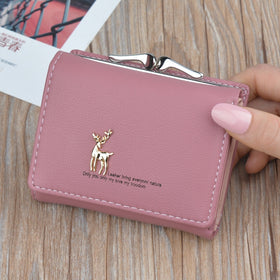 2019 Cartoon Leather Women Purse Pocket Ladies Clutch Wallet Women Short Card Holder Cute Girls Deer Wallet Cartera Mujer W061