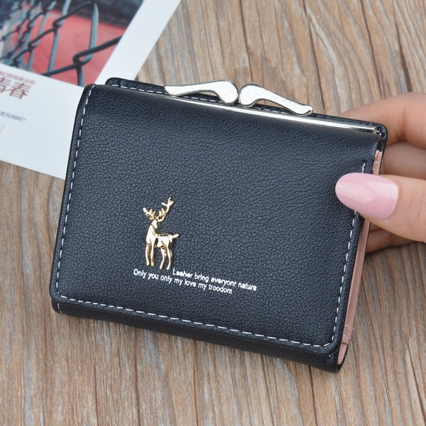 2019 Cartoon Leather Women Purse Pocket Ladies Clutch Wallet Women Short Card Holder Cute Girls Deer Wallet Cartera Mujer W061