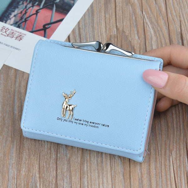 2019 Cartoon Leather Women Purse Pocket Ladies Clutch Wallet Women Short Card Holder Cute Girls Deer Wallet Cartera Mujer W061