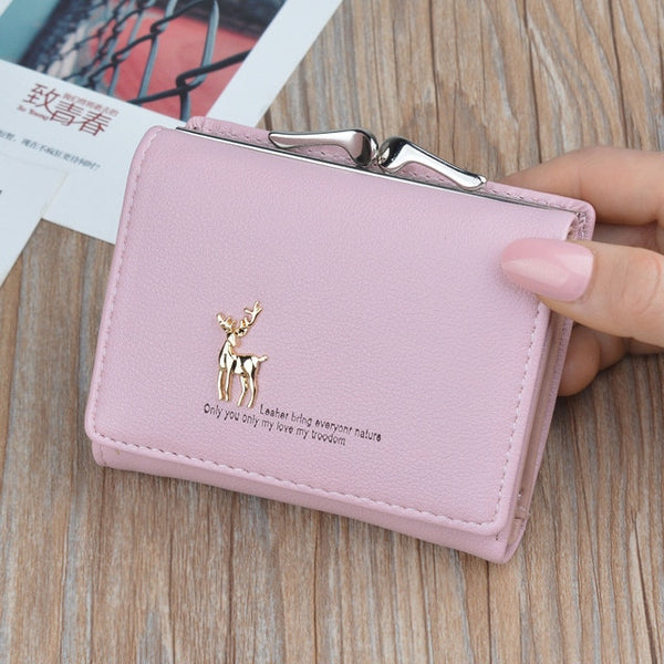 2019 Cartoon Leather Women Purse Pocket Ladies Clutch Wallet Women Short Card Holder Cute Girls Deer Wallet Cartera Mujer W061
