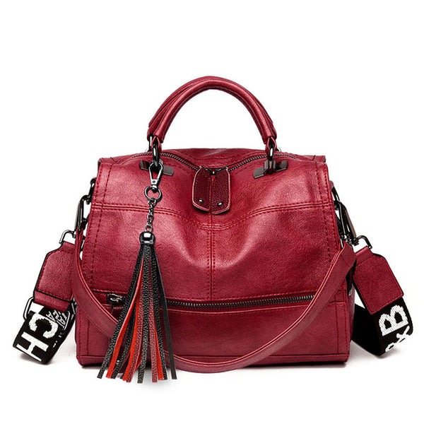 Vintage Tassel soft leather luxury handbags women bags Designer ladies Casual tote bag shoulder crossbody bags for women Sac