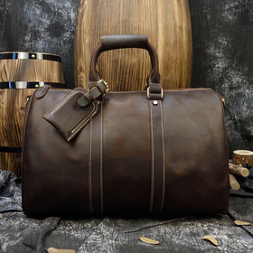 Luufan Genuine Leather Travel Bag Real Cowskin Travelling Handbags Weekender Bag Carry On Luggage Men Male Leather Duffle Bags