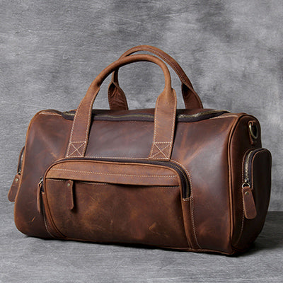 Luufan Genuine Leather Travel Bag Real Cowskin Travelling Handbags Weekender Bag Carry On Luggage Men Male Leather Duffle Bags