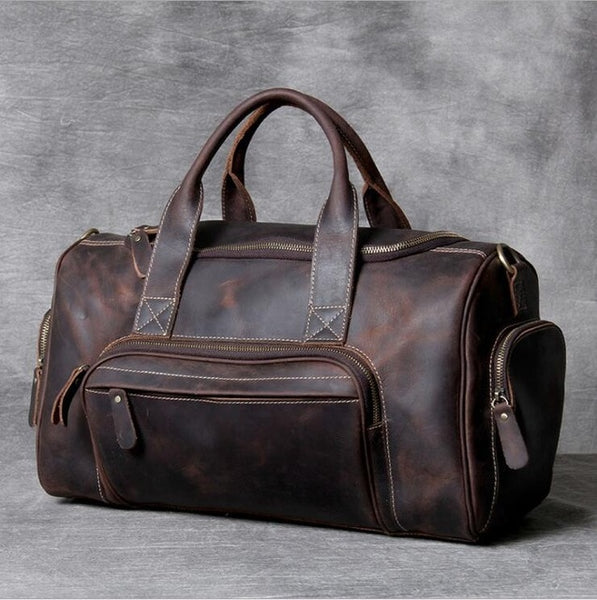 Luufan Genuine Leather Travel Bag Real Cowskin Travelling Handbags Weekender Bag Carry On Luggage Men Male Leather Duffle Bags