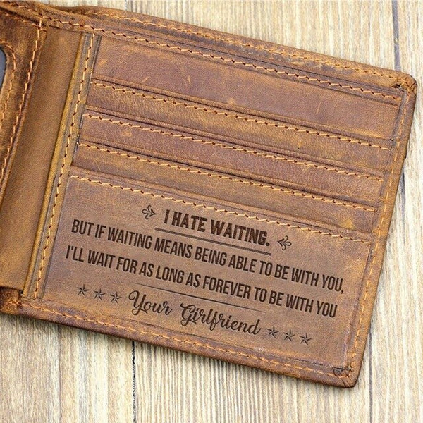 "TO MY BOYFRIEND"--Custom Leather Wallet,Engraved Gifts for men on Birthday,Valentine's Day,Christmas Day Drop Shipping