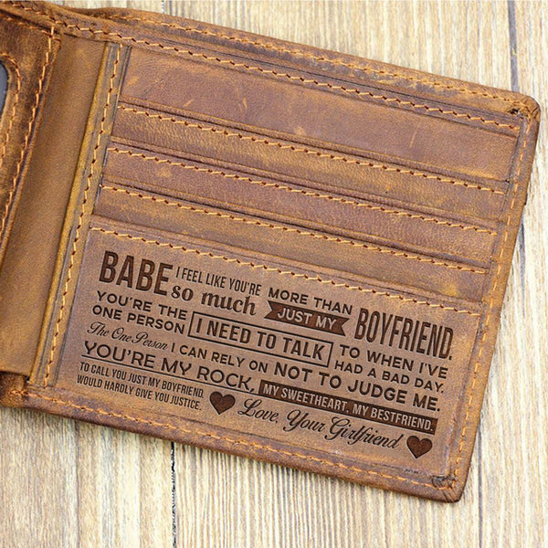 "TO MY BOYFRIEND"--Custom Leather Wallet,Engraved Gifts for men on Birthday,Valentine's Day,Christmas Day Drop Shipping