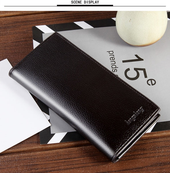 Men's long business wallet cross section leather breast pocket card suit suit wallet long wallet checkbook wallet