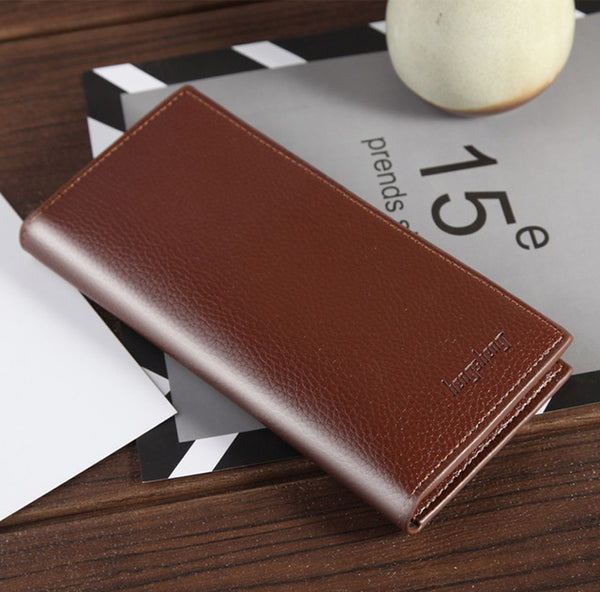 Men's long business wallet cross section leather breast pocket card suit suit wallet long wallet checkbook wallet