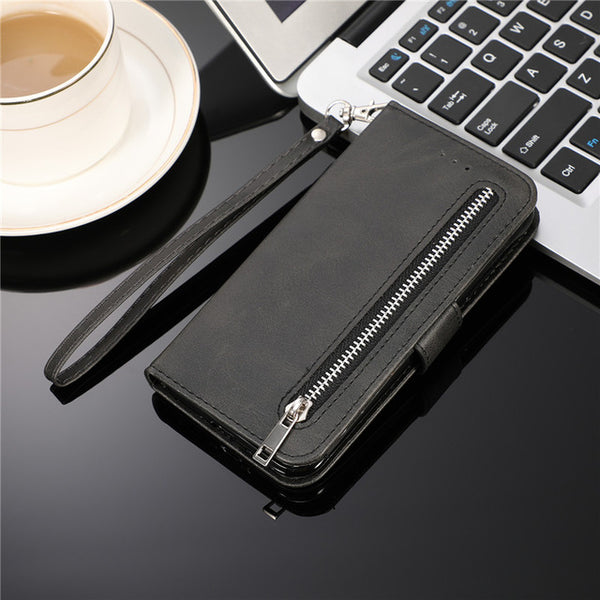 Leather Zipper Flip A70 A50 A40 A30 A20 E A10 M10 Wallet Case For Samaung Galaxy S10 S9 S8 Plus S7 Edge Note 8 9 10 Phone Cover