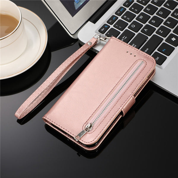 Leather Zipper Flip A70 A50 A40 A30 A20 E A10 M10 Wallet Case For Samaung Galaxy S10 S9 S8 Plus S7 Edge Note 8 9 10 Phone Cover