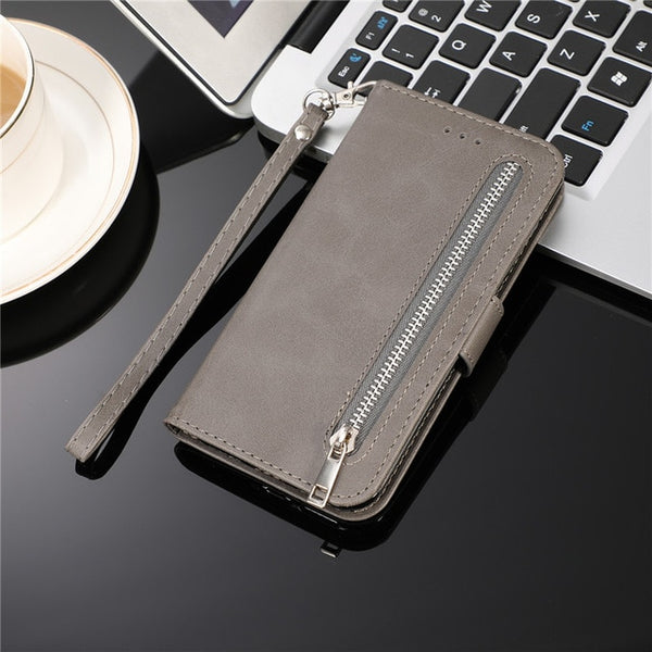 Leather Zipper Flip A70 A50 A40 A30 A20 E A10 M10 Wallet Case For Samaung Galaxy S10 S9 S8 Plus S7 Edge Note 8 9 10 Phone Cover