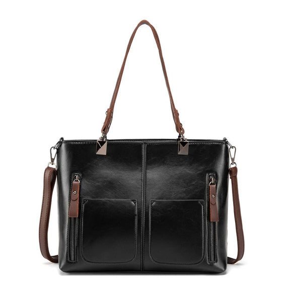 Retro PU Leather Women Shoulder Bag Female Causal Totes for Daily Shopping Handbag
