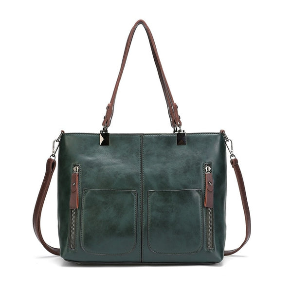 Retro PU Leather Women Shoulder Bag Female Causal Totes for Daily Shopping Handbag