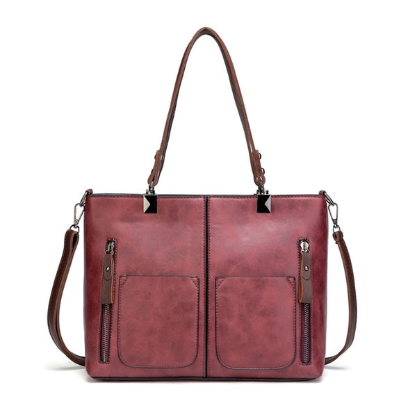 Retro PU Leather Women Shoulder Bag Female Causal Totes for Daily Shopping Handbag