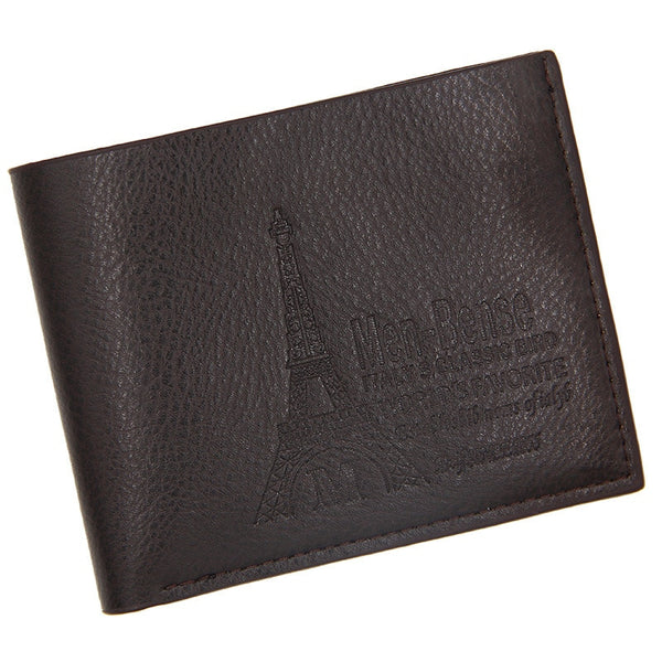 New Men's Wallet Short  Leather Solid Luxury Wallet Thin Lychee Pattern Purses Credit Card Holder Business Male Purse