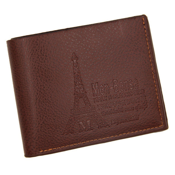 New Men's Wallet Short  Leather Solid Luxury Wallet Thin Lychee Pattern Purses Credit Card Holder Business Male Purse