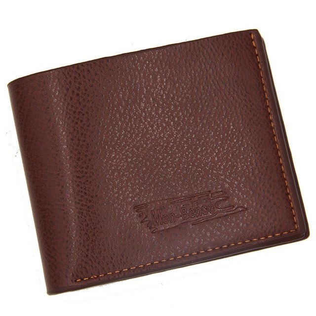 New Men's Wallet Short  Leather Solid Luxury Wallet Thin Lychee Pattern Purses Credit Card Holder Business Male Purse