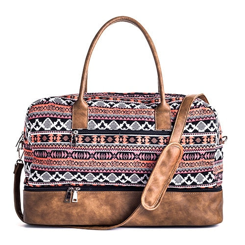 Mealivos 2018 Fashion Canvas Large Weekender Bag Overnight Travel bag Carry On Duffel with Shoe Pouch Duffel  weekend Bags