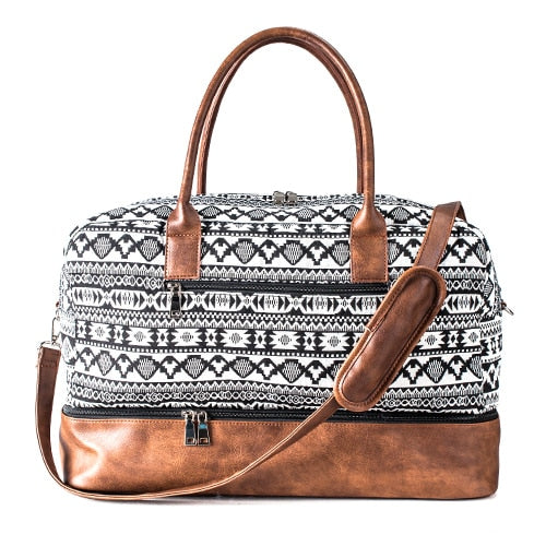Mealivos 2018 Fashion Canvas Large Weekender Bag Overnight Travel bag Carry On Duffel with Shoe Pouch Duffel  weekend Bags