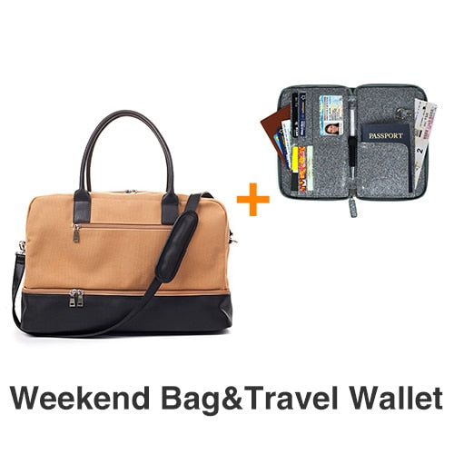 Mealivos 2018 Fashion Canvas Large Weekender Bag Overnight Travel bag Carry On Duffel with Shoe Pouch Duffel  weekend Bags