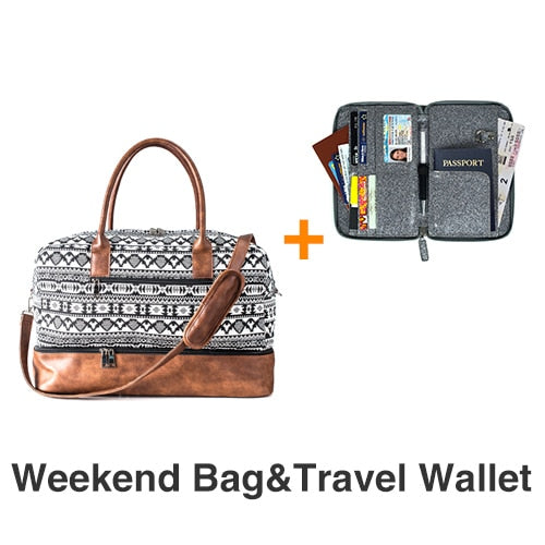 Mealivos 2018 Fashion Canvas Large Weekender Bag Overnight Travel bag Carry On Duffel with Shoe Pouch Duffel  weekend Bags