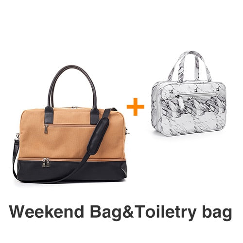 Mealivos 2018 Fashion Canvas Large Weekender Bag Overnight Travel bag Carry On Duffel with Shoe Pouch Duffel  weekend Bags