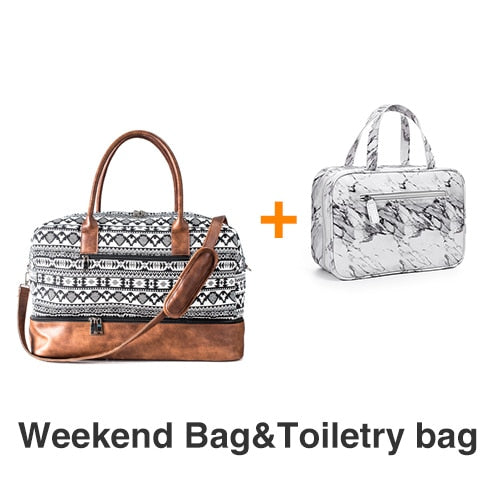 Mealivos 2018 Fashion Canvas Large Weekender Bag Overnight Travel bag Carry On Duffel with Shoe Pouch Duffel  weekend Bags