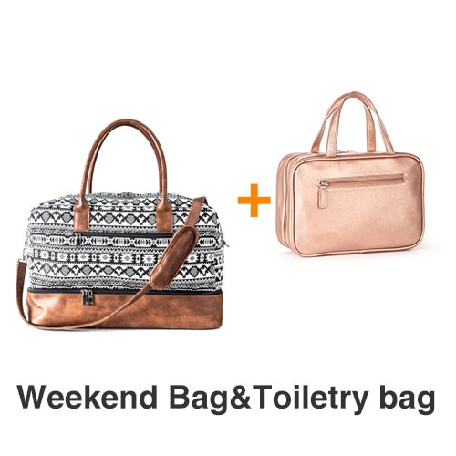 Mealivos 2018 Fashion Canvas Large Weekender Bag Overnight Travel bag Carry On Duffel with Shoe Pouch Duffel  weekend Bags