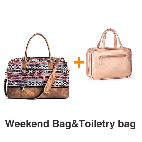 Mealivos 2018 Fashion Canvas Large Weekender Bag Overnight Travel bag Carry On Duffel with Shoe Pouch Duffel  weekend Bags