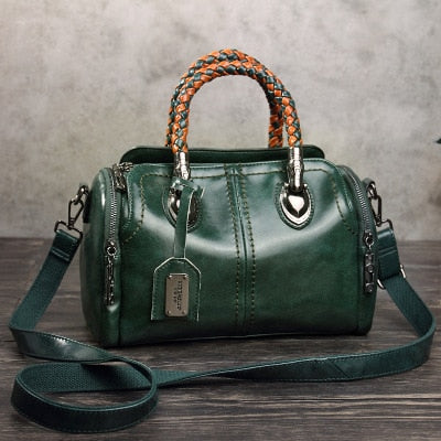 High Quality 100% Genuine Leather Women's Handbags Vintage Shoulder CrossBody Bags For Women Leather Top HandleTote Bags Women