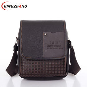 2019 vintage Men's bag shoulder crossbody bags for men messenger bag men leather Pu plaid small male handbags black L4-3333