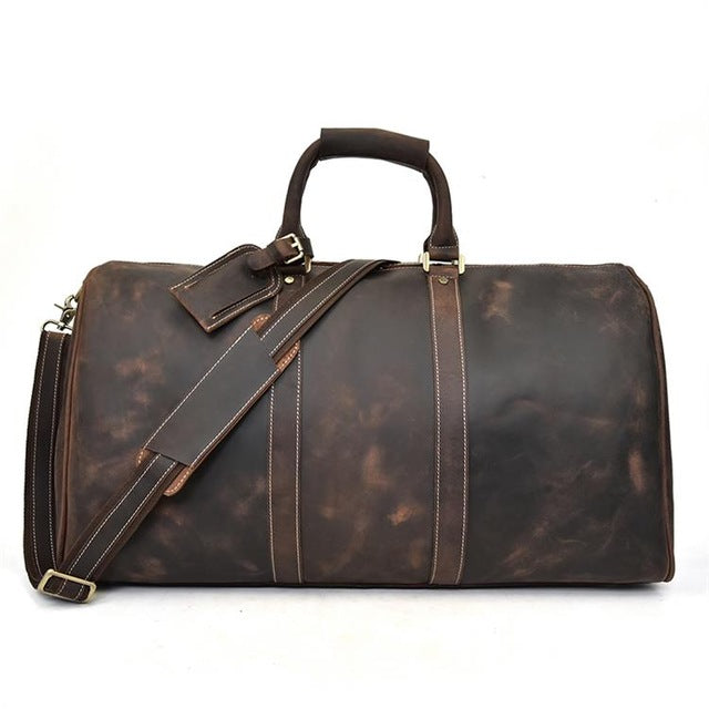 Extra large crazy horse genuine leather travel bag men big capacity Real leather shoulder weekend luggage bag handbag for man