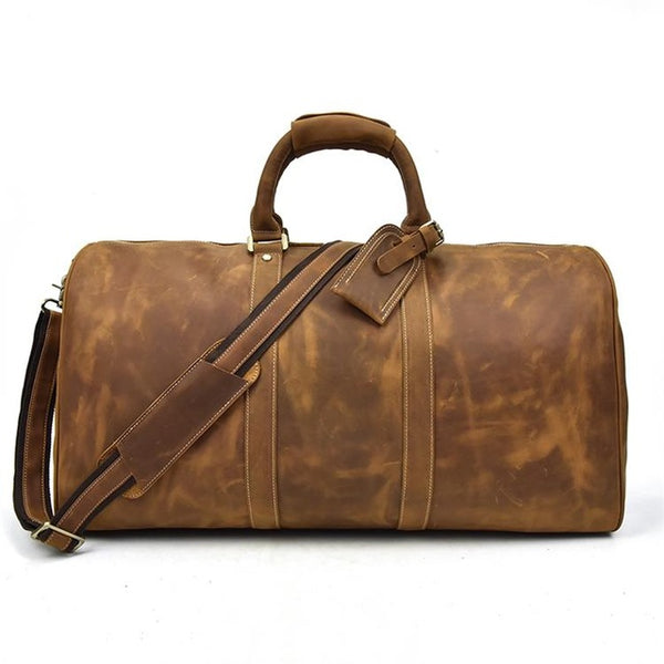 Extra large crazy horse genuine leather travel bag men big capacity Real leather shoulder weekend luggage bag handbag for man
